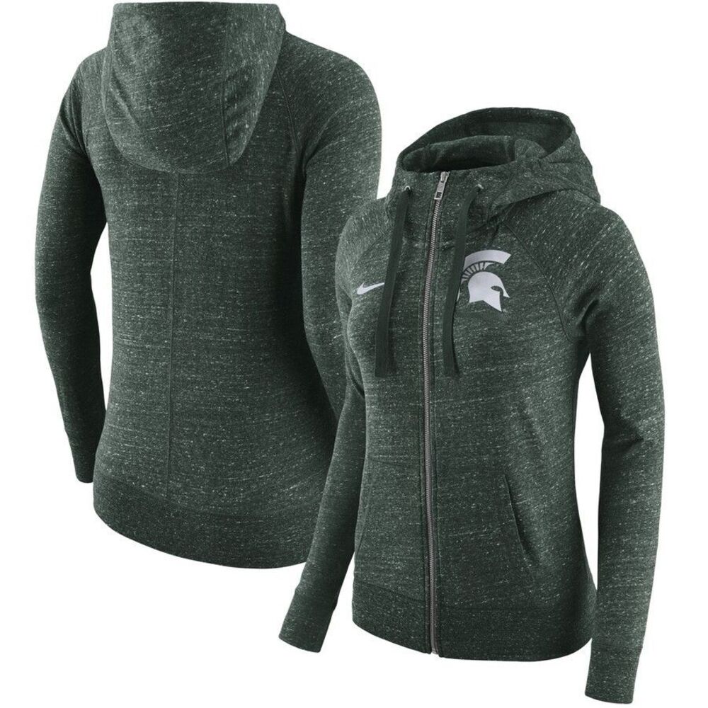 Michigan State Spartans Women's Nike Green Gym Vintage Full-Zip Hoodie, Green- S